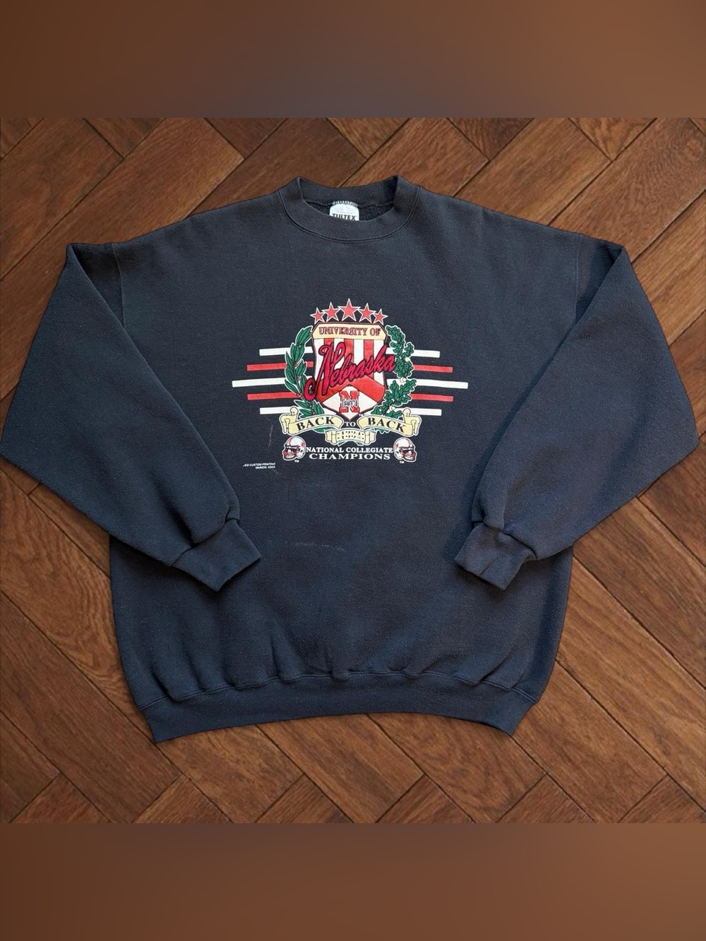 Vintage 90s University of Nebraska Back To Back Champions Sweatshirt XL